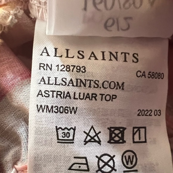 ALLSAINTS Astria Luar Top Sheer Tropical Cropped Pink Blouse Size 2 NWT - Picture 12 of 14